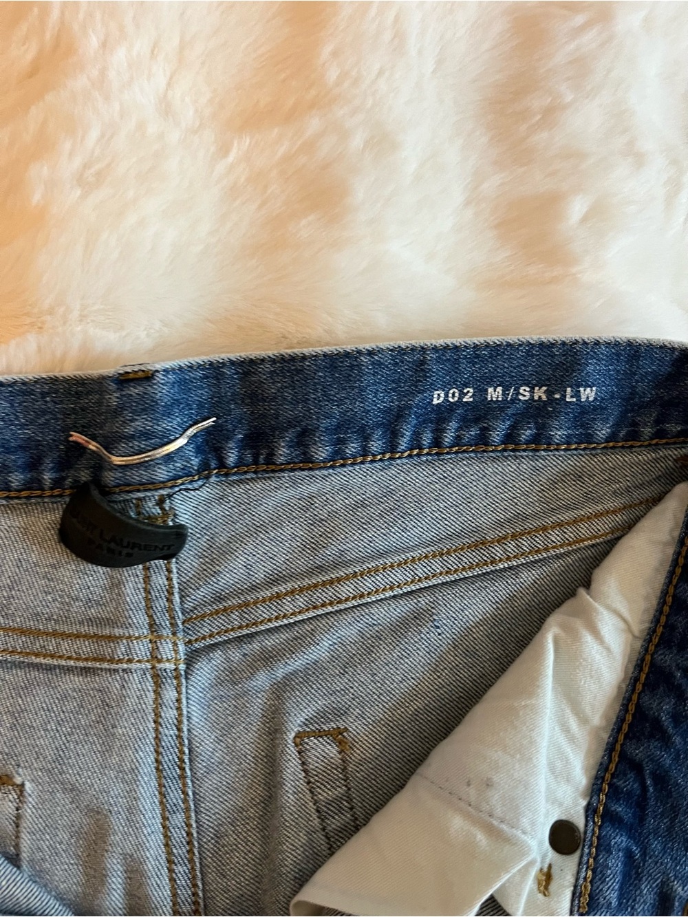 Yves Saint Laurent Slim Straight Blue Distressed Jeans - Picture 3 of 3